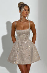 Angelique Mini Dress - Champagne Dress Babyboo Fashion Premium Exclusive Design