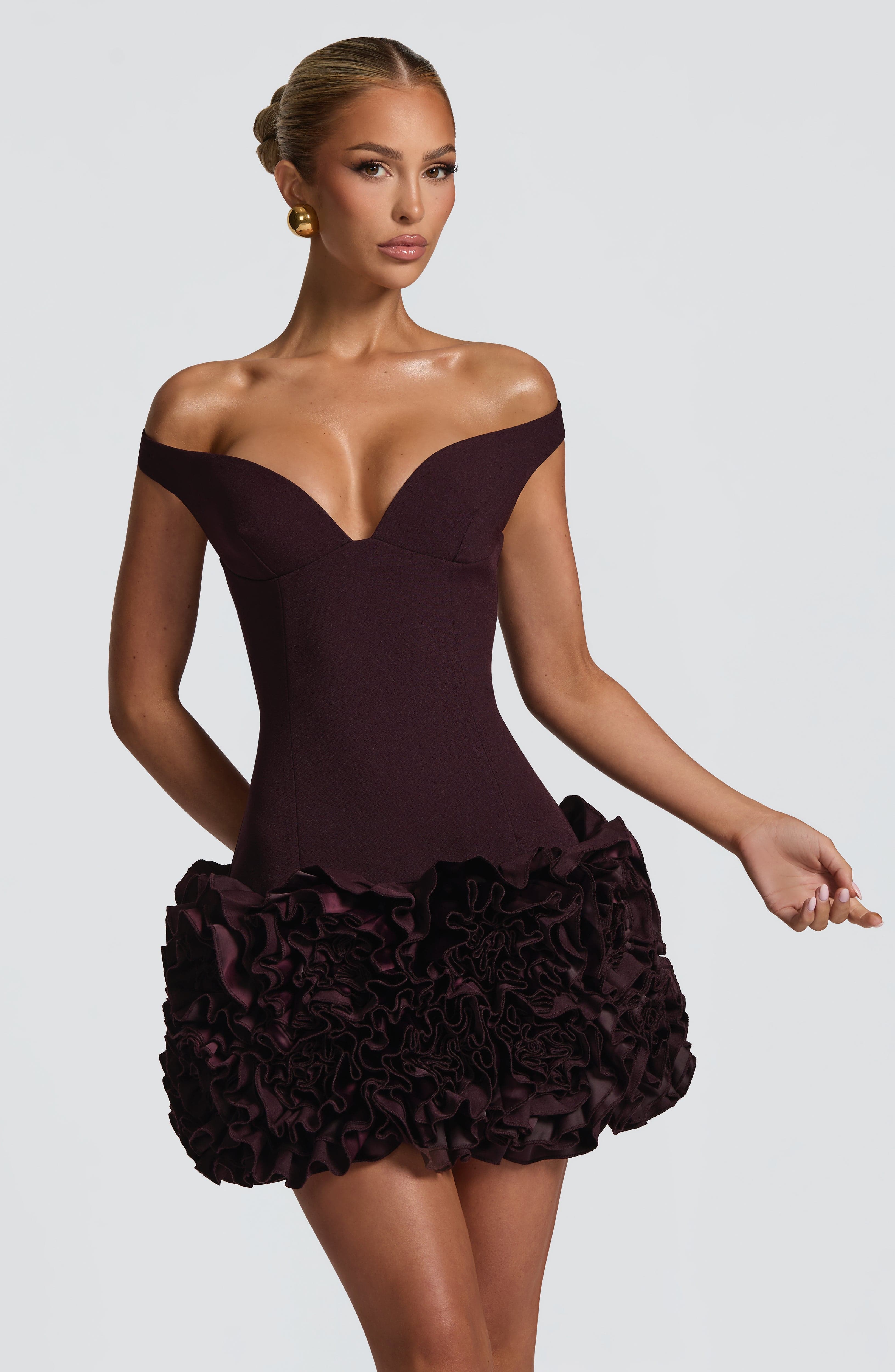 Aveta Mini Dress - Plum Dress Babyboo Fashion Premium Exclusive Design