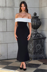 Bex Midi Dress - Black/White Dress Babyboo Fashion Premium Exclusive Design