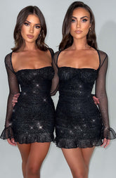 Brea Mini Dress - Black Sparkle Dress XS Babyboo Fashion Premium Exclusive Design