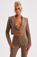 Darci Cropped Blazer - Mocha Jackets Babyboo Fashion Premium Exclusive Design