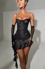 Dixie Mini Dress - Black Sparkle Dress XS Babyboo Fashion Premium Exclusive Design