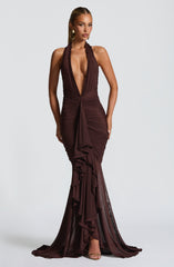 Janessa Maxi Dress - Plum Brown Dress Babyboo Fashion Premium Exclusive Design