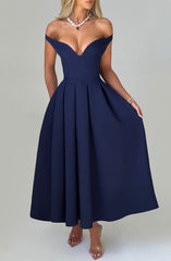 Lanetta Midi Dress - Navy Dress Babyboo Fashion Premium Exclusive Design