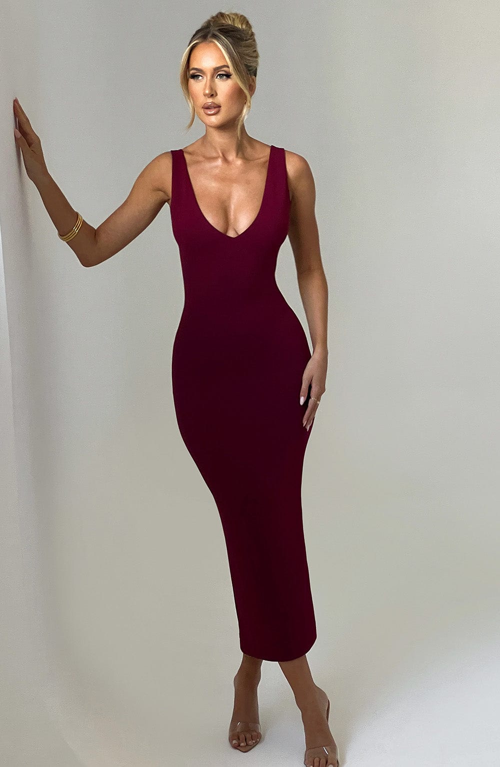 Lucinda Midi Dress - Burgundy Dress Babyboo Fashion Premium Exclusive Design