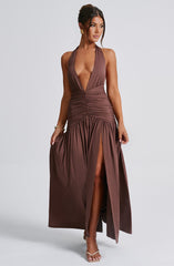 Melania Maxi Dress - Chocolate Dress Babyboo Fashion Premium Exclusive Design