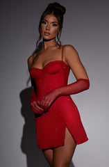 Pixie Mini Dress - Red Sparkle Dress Babyboo Fashion Premium Exclusive Design