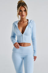 Portia Knit Hoodie - Baby Blue Tops Babyboo Fashion Premium Exclusive Design