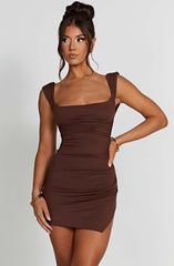 Ria Mini Dress - Chocolate Dress Babyboo Fashion Premium Exclusive Design