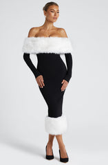 Vittoria Midi Dress - Black/White Dress Babyboo Fashion Premium Exclusive Design