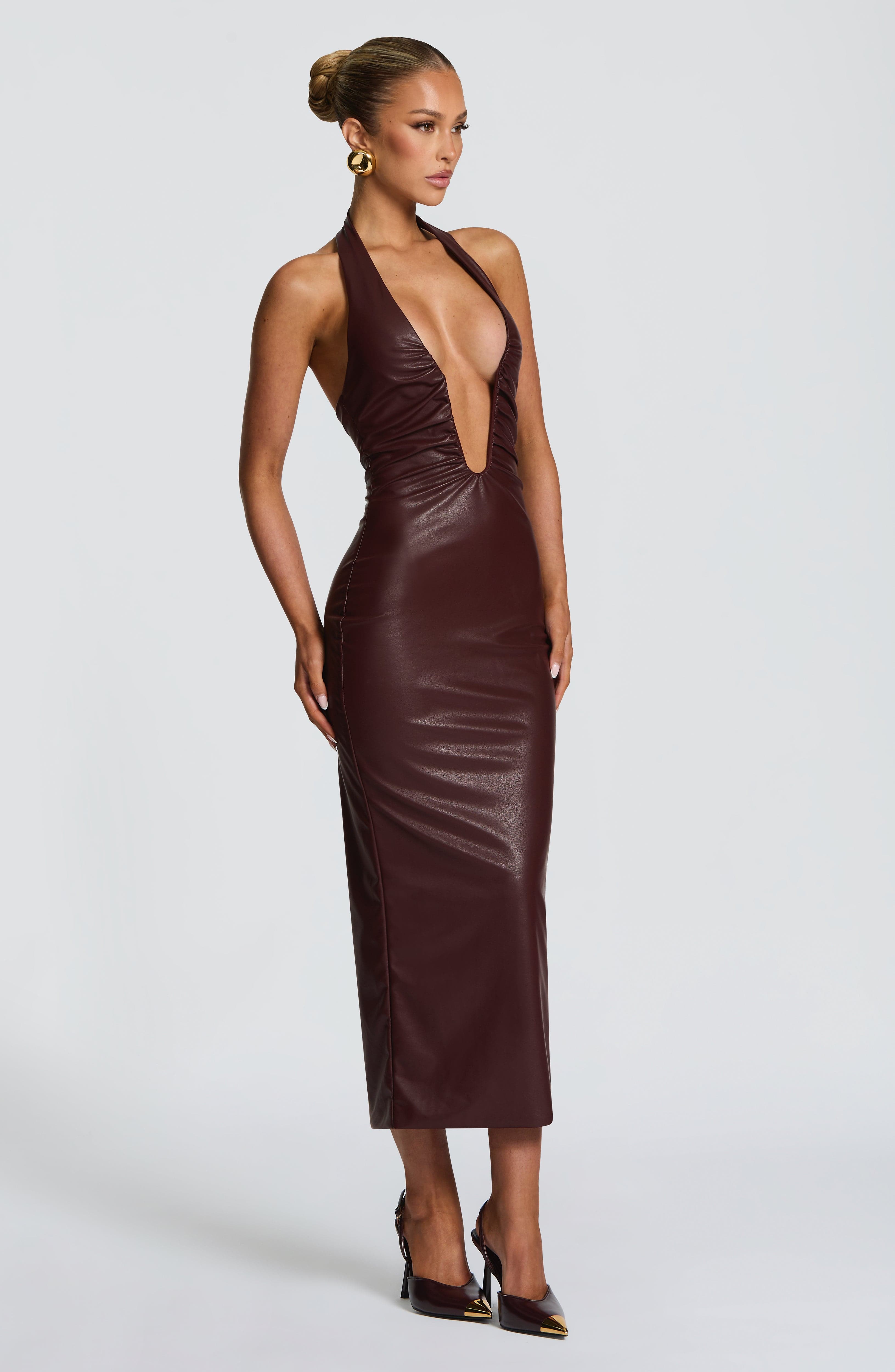 Ainsley Midi Dress - Burgundy Dress Babyboo Fashion Premium Exclusive Design