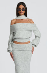 Andie Maxi Skirt - Light Grey Marl Skirt Babyboo Fashion Premium Exclusive Design