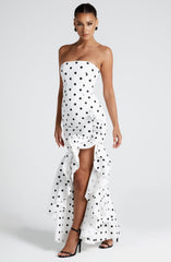Angelina Maxi Dress - Black Polka Dot Print Dress Babyboo Fashion Premium Exclusive Design