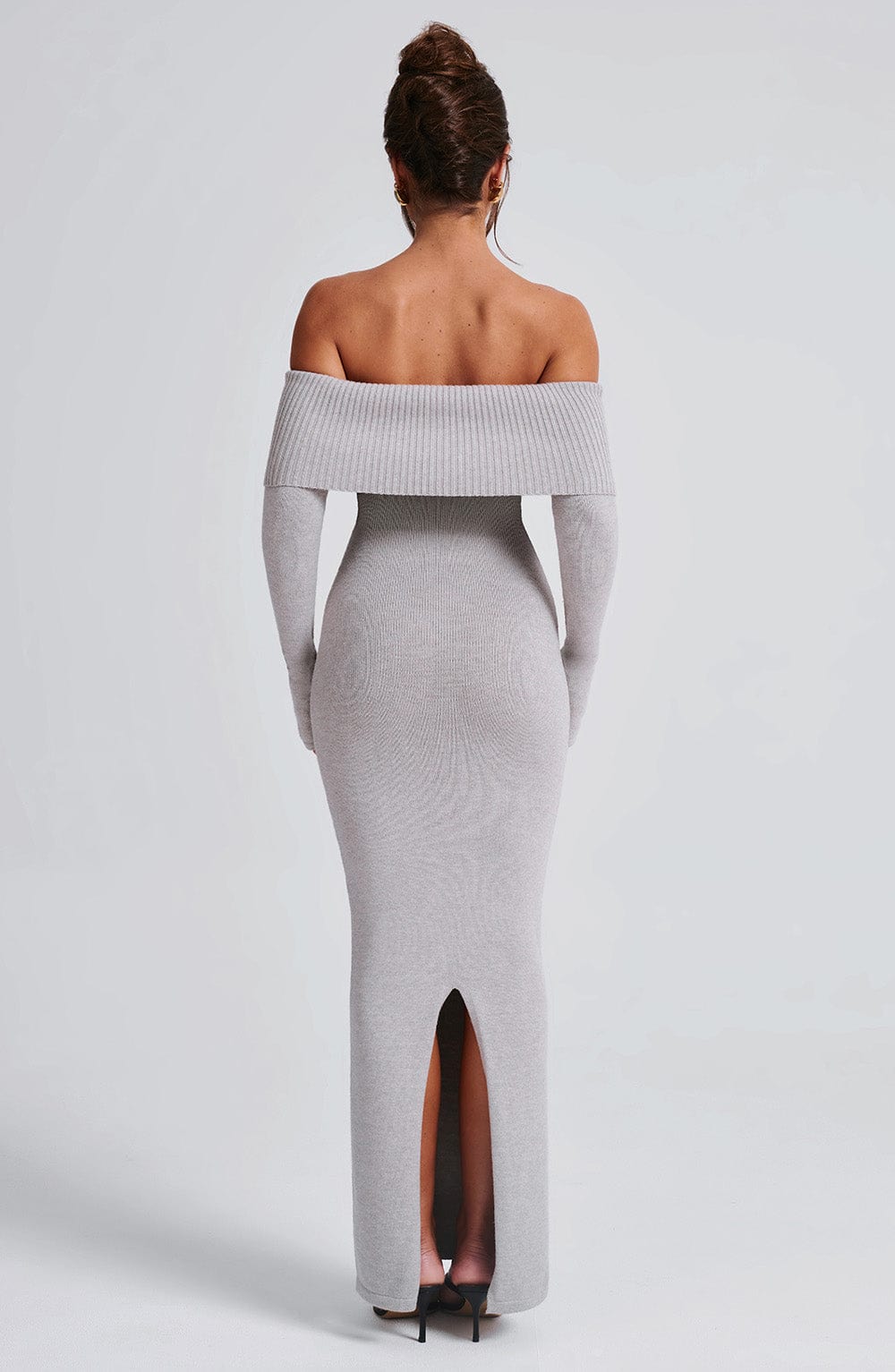 Beverley Knit Maxi Dress - Light Grey Marl Dress Babyboo Fashion Premium Exclusive Design