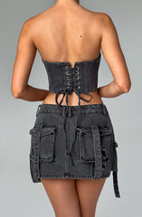 Billie Mini Skirt - Black Wash Skirt Babyboo Fashion Premium Exclusive Design