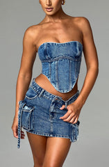 Billie Mini Skirt - Dark Wash Skirt Babyboo Fashion Premium Exclusive Design