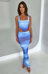 Blair Maxi Skirt - Blue Haze Print Skirt Babyboo Fashion Premium Exclusive Design