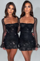 Brea Mini Dress - Black Sparkle Dress XS Babyboo Fashion Premium Exclusive Design
