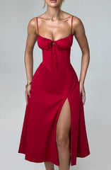 Deanna Midi Dress - Red Dress Babyboo Fashion Premium Exclusive Design