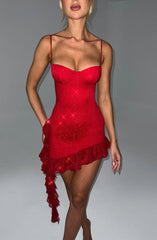 Dixie Mini Dress - Red Sparkle Dress Babyboo Fashion Premium Exclusive Design