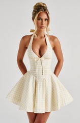 Doris Mini Dress - Lemon Gingham Dress XS Babyboo Fashion Premium Exclusive Design