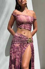 Eva Top - Magenta Orchid Print Top Babyboo Fashion Premium Exclusive Design