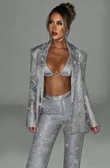 Glacia Oversized Blazer - Silver Sparkle Jackets Babyboo Fashion Premium Exclusive Design