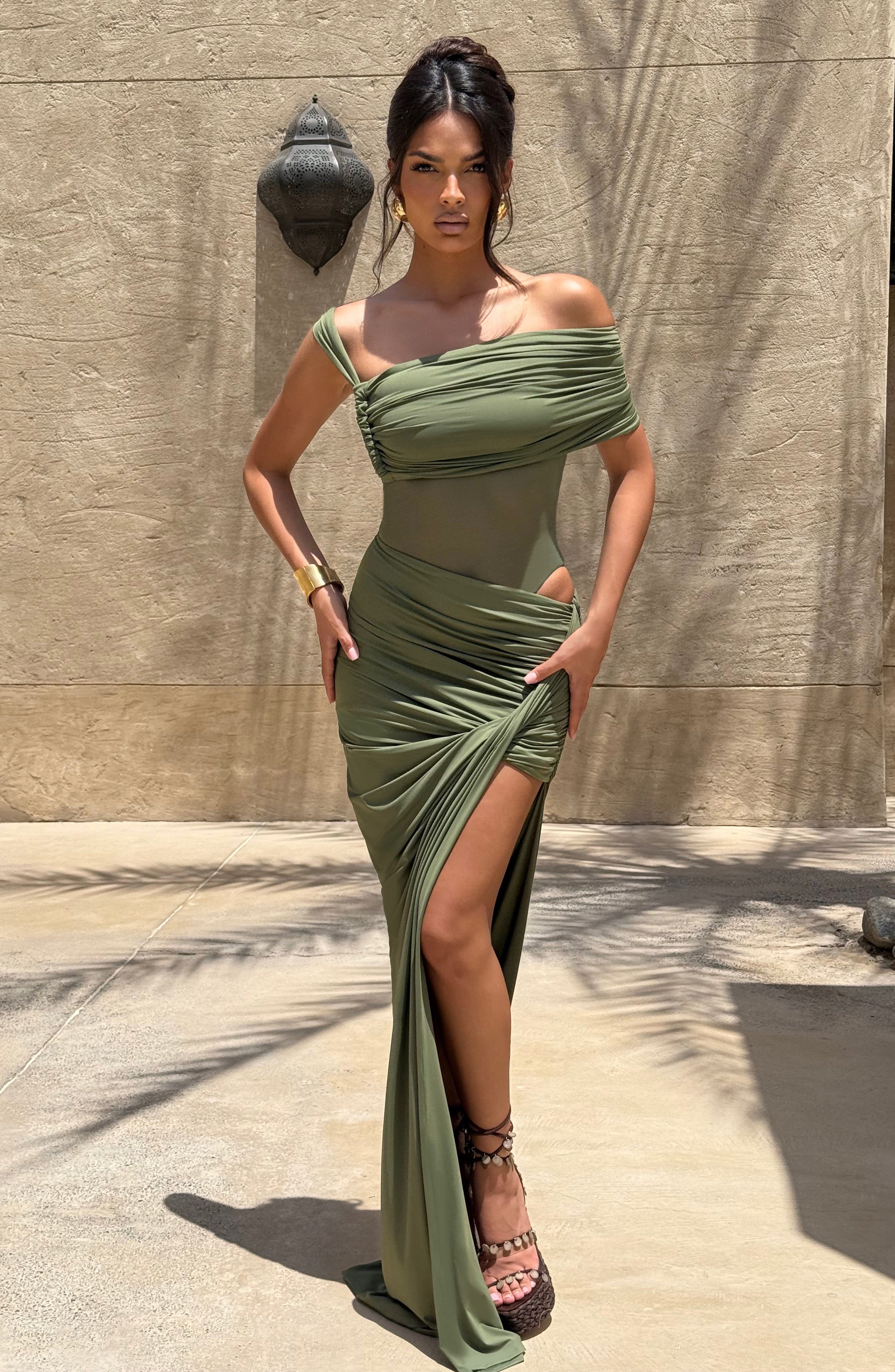 Henrietta Maxi Skirt - Khaki Skirt Babyboo Fashion Premium Exclusive Design