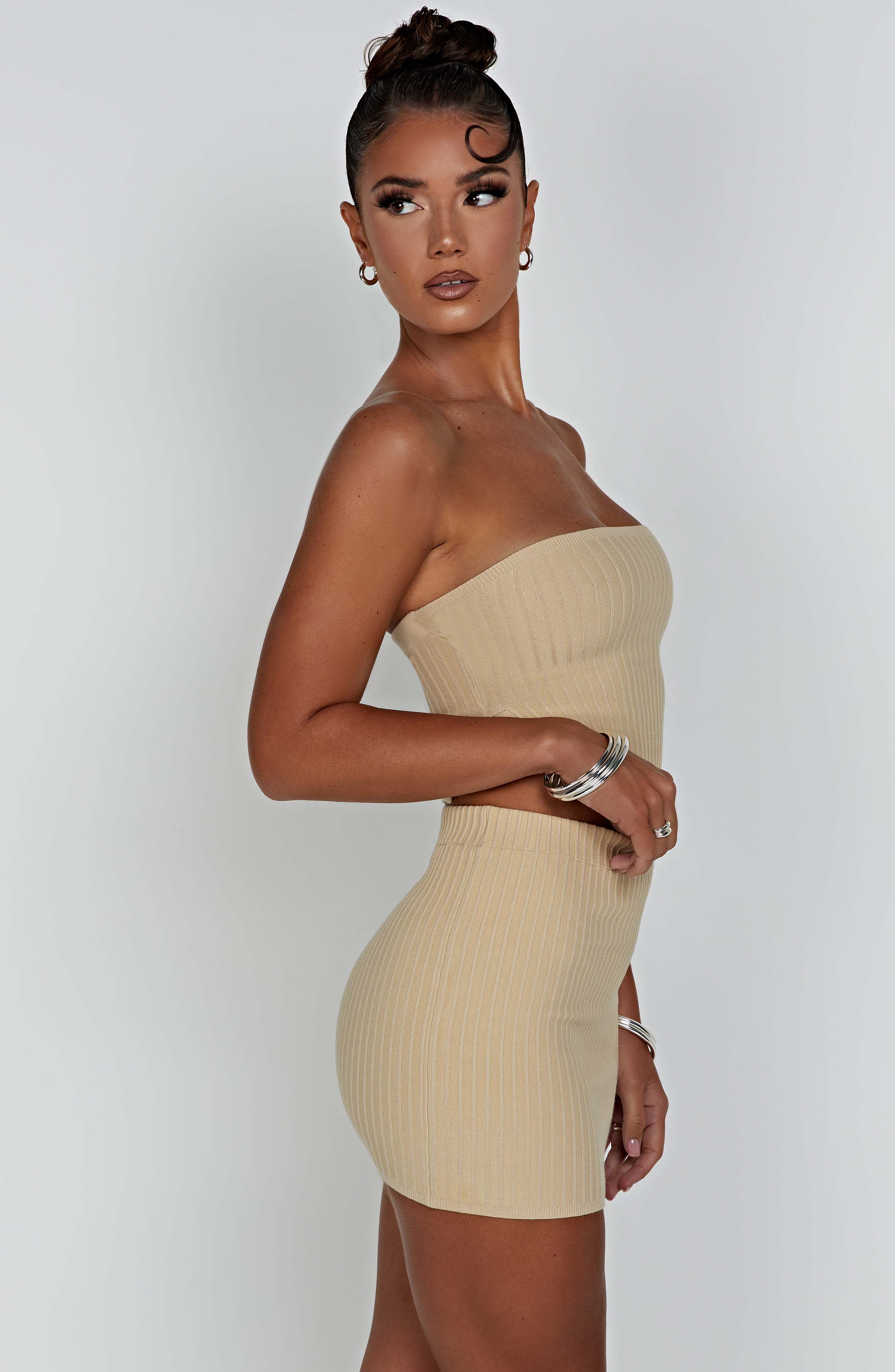 Jaz Mini Skirt - Beige Skirt Babyboo Fashion Premium Exclusive Design