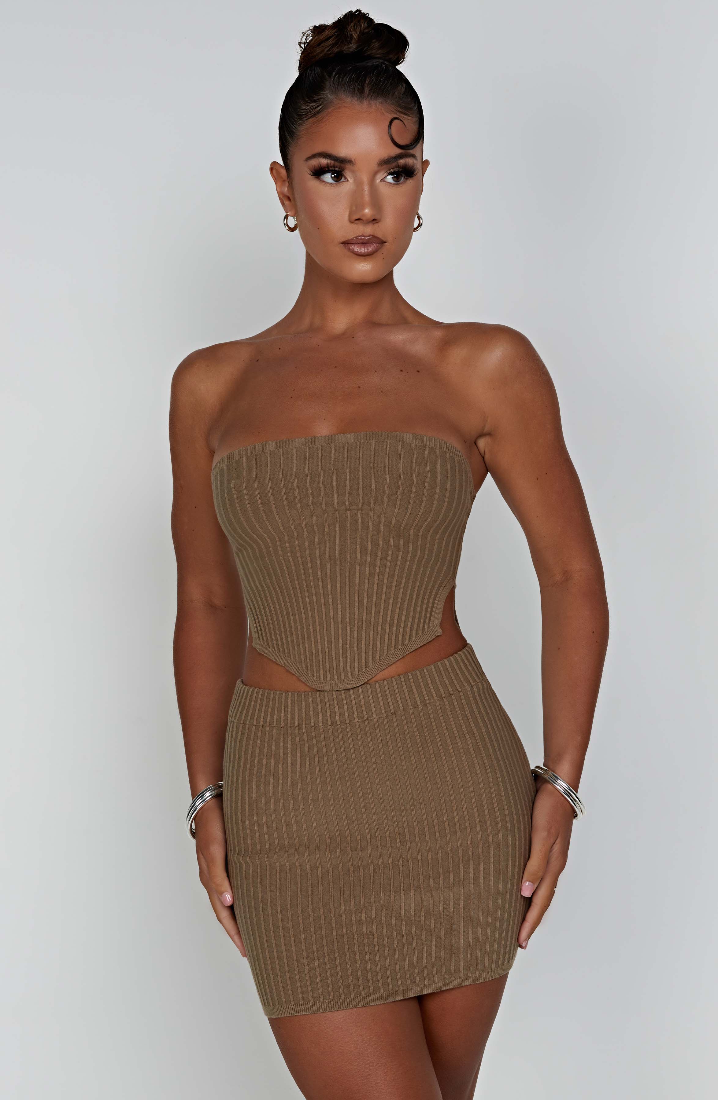 Jaz Mini Skirt - Mocha Skirt Babyboo Fashion Premium Exclusive Design