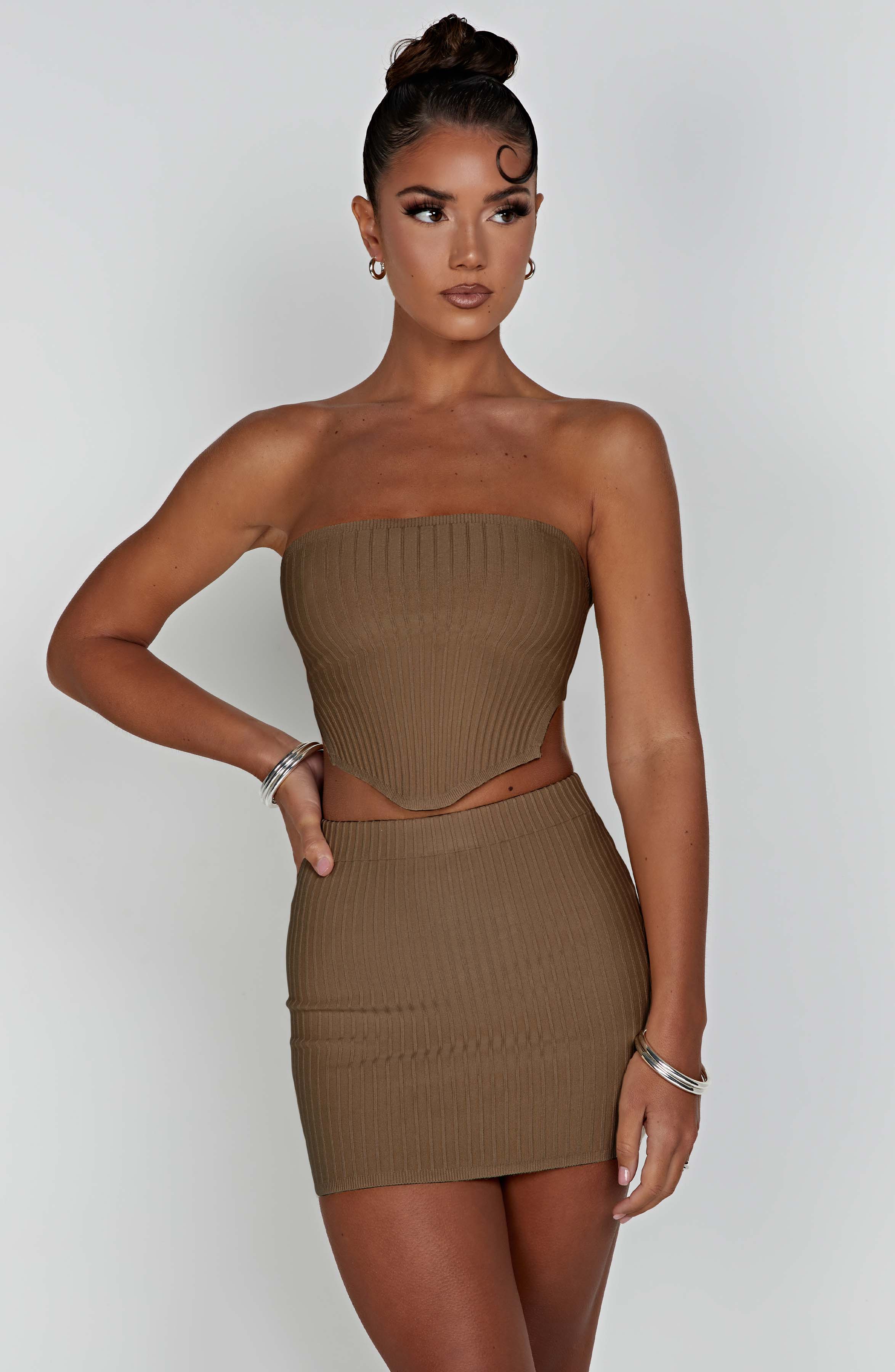Jaz Mini Skirt - Mocha Skirt Babyboo Fashion Premium Exclusive Design