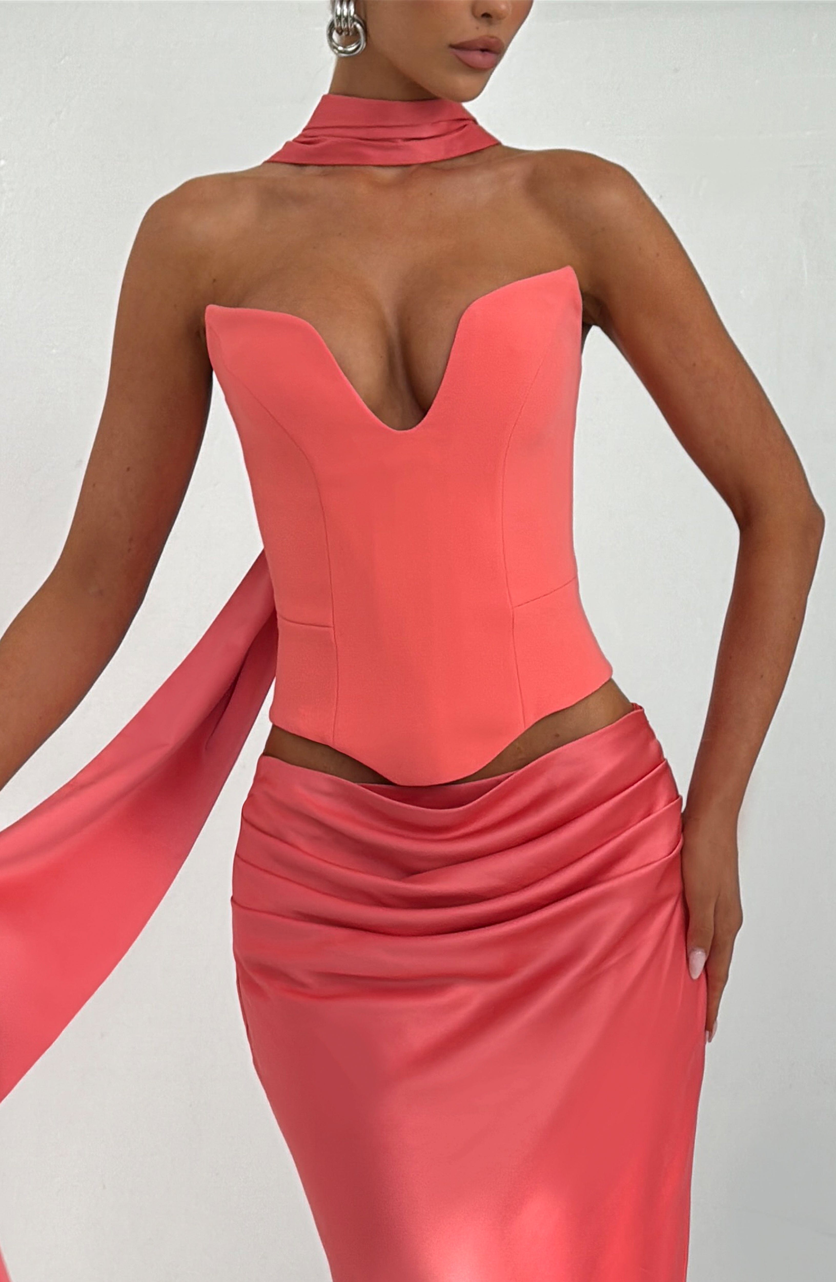 Kamiyah Corset - Coral Pink Tops Babyboo Fashion Premium Exclusive Design