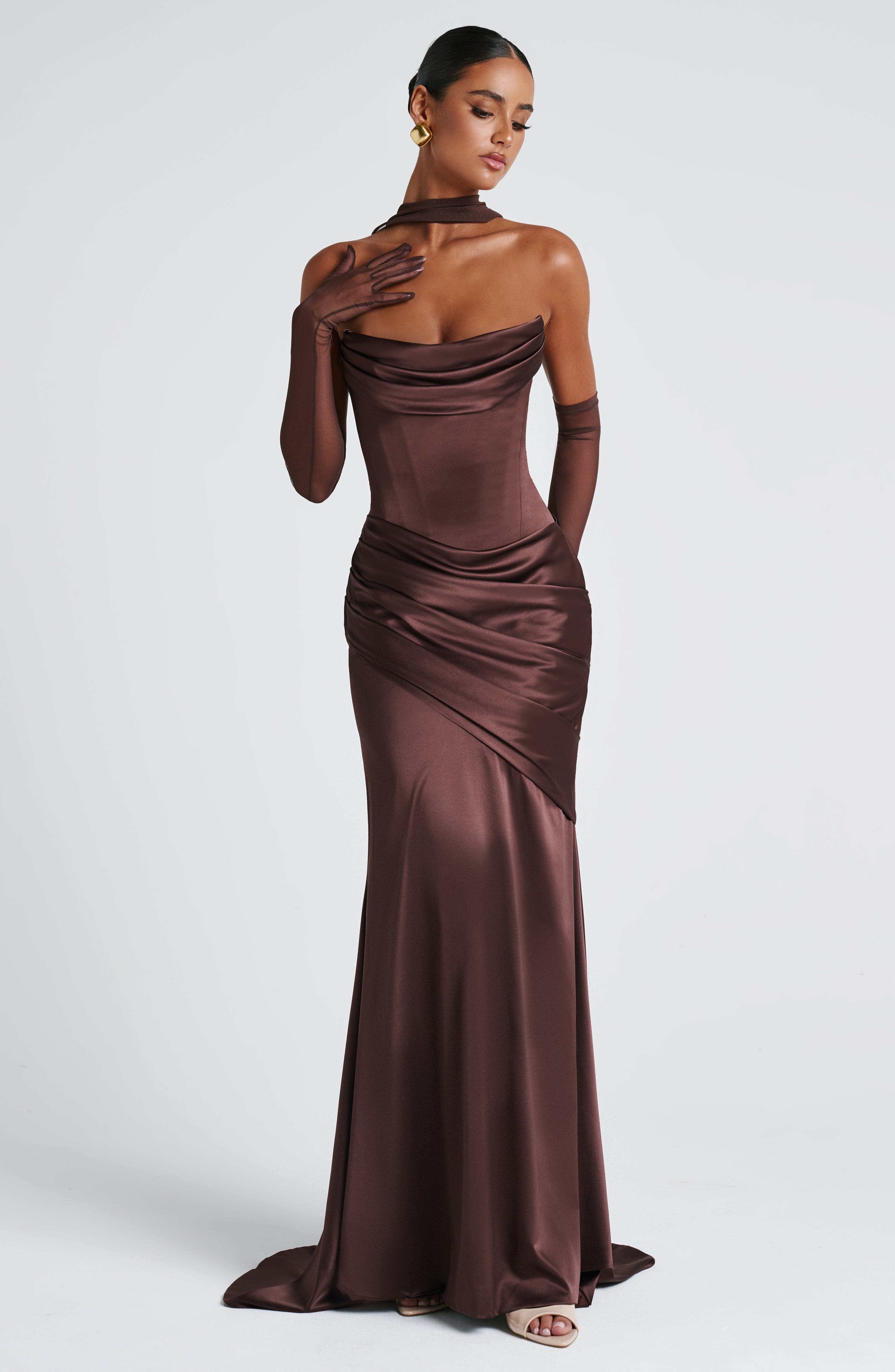 Kensington Maxi Dress - Plum Brown Dress Babyboo Fashion Premium Exclusive Design