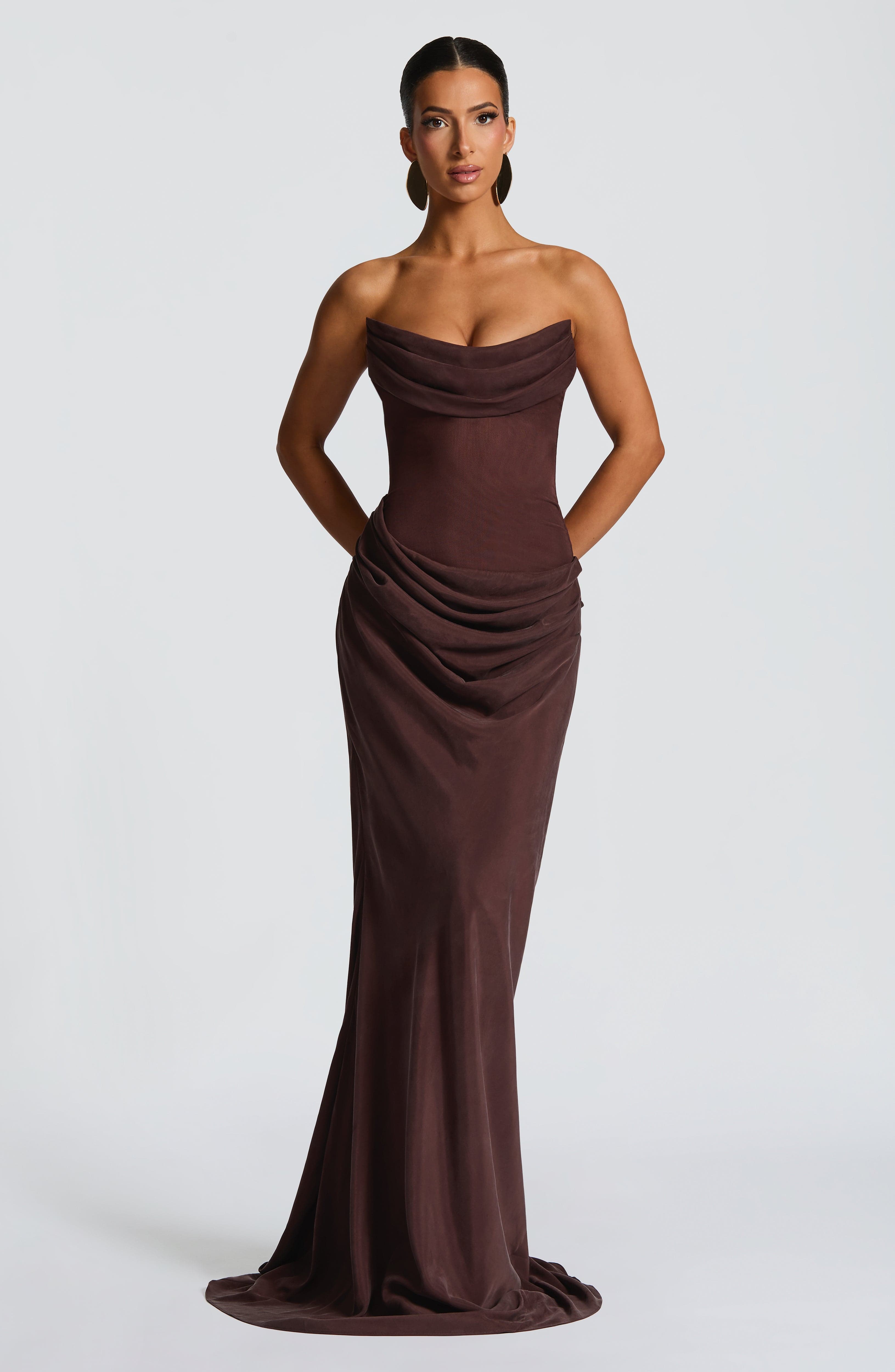 Liora Maxi Dress - Plum Brown Dress Babyboo Fashion Premium Exclusive Design