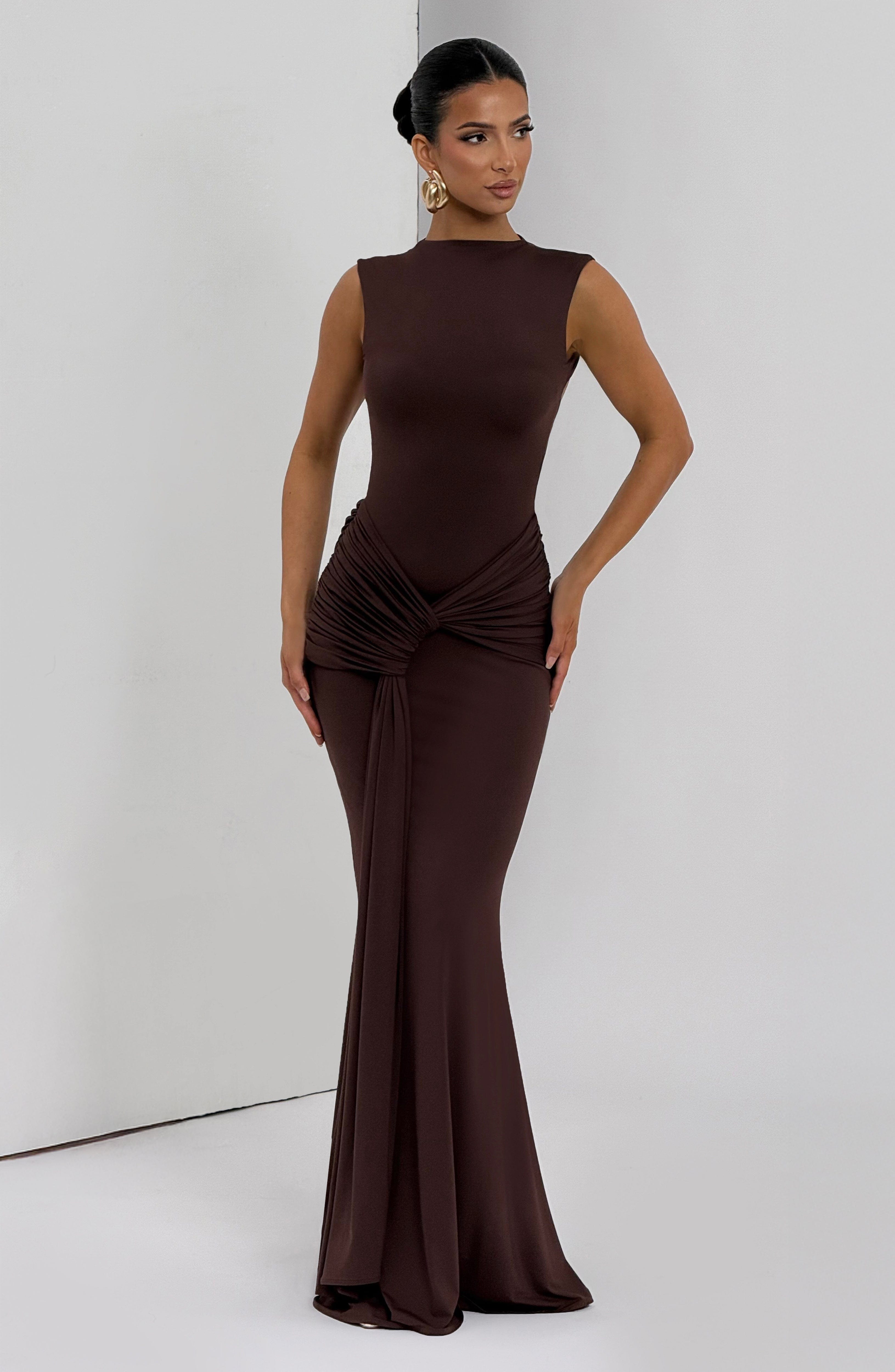 Lorenza Maxi Dress - Plum Brown Dress Babyboo Fashion Premium Exclusive Design