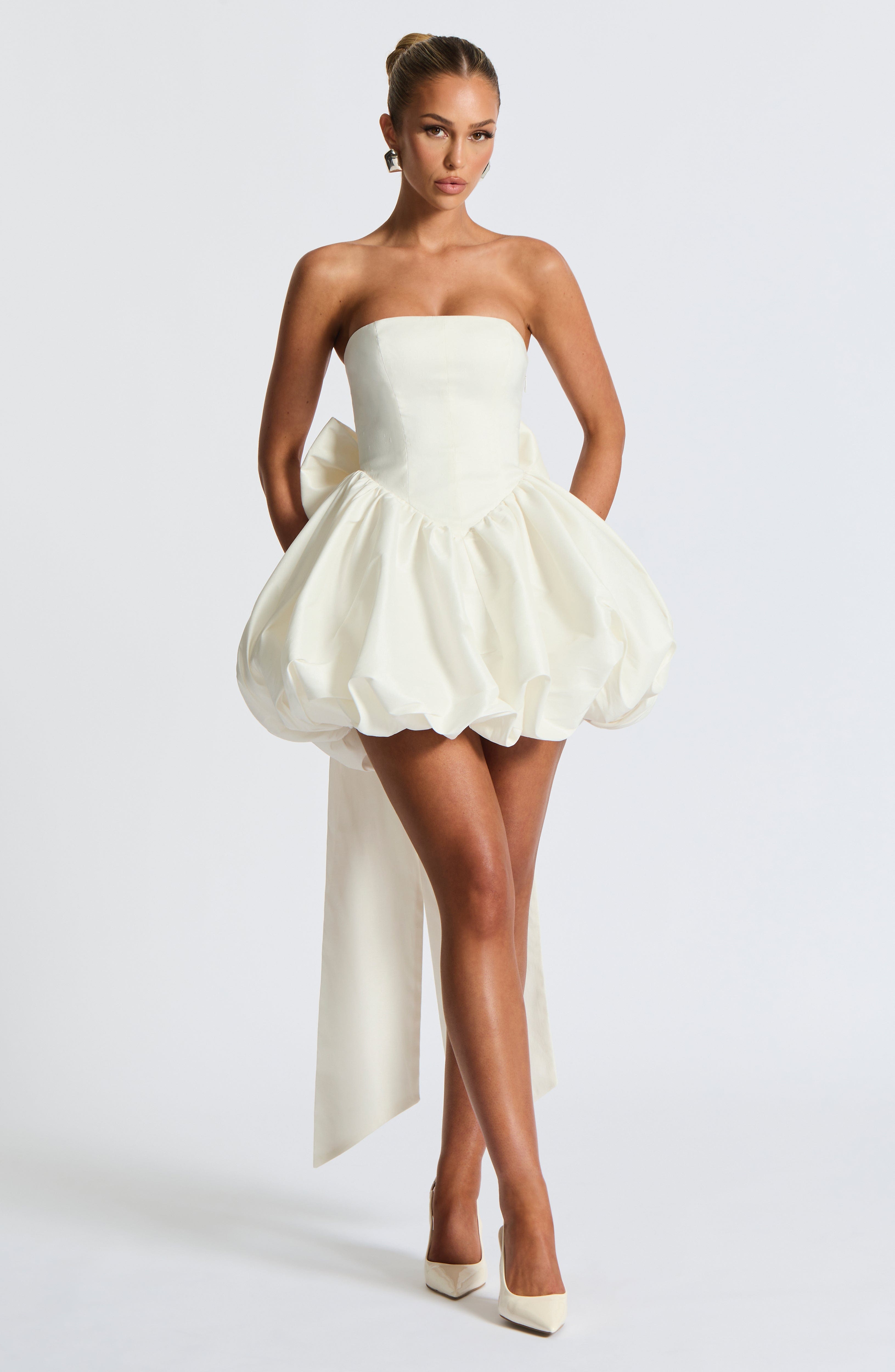 Lotus Mini Dress - Ivory Dress XS Babyboo Fashion Premium Exclusive Design