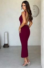 Lucinda Midi Dress - Burgundy Dress Babyboo Fashion Premium Exclusive Design