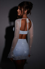 Maisie Mini Skirt - Baby Blue Sparkle Skirt Babyboo Fashion Premium Exclusive Design