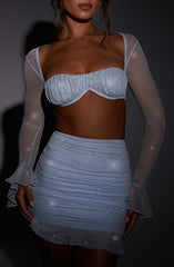 Maisie Mini Skirt - Baby Blue Sparkle Skirt Babyboo Fashion Premium Exclusive Design