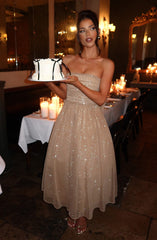 Marissa Midi Dress - Gold Sparkle Dress Babyboo Fashion Premium Exclusive Design