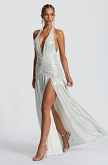 Melania Maxi Dress - Silver Dress Babyboo Fashion Premium Exclusive Design