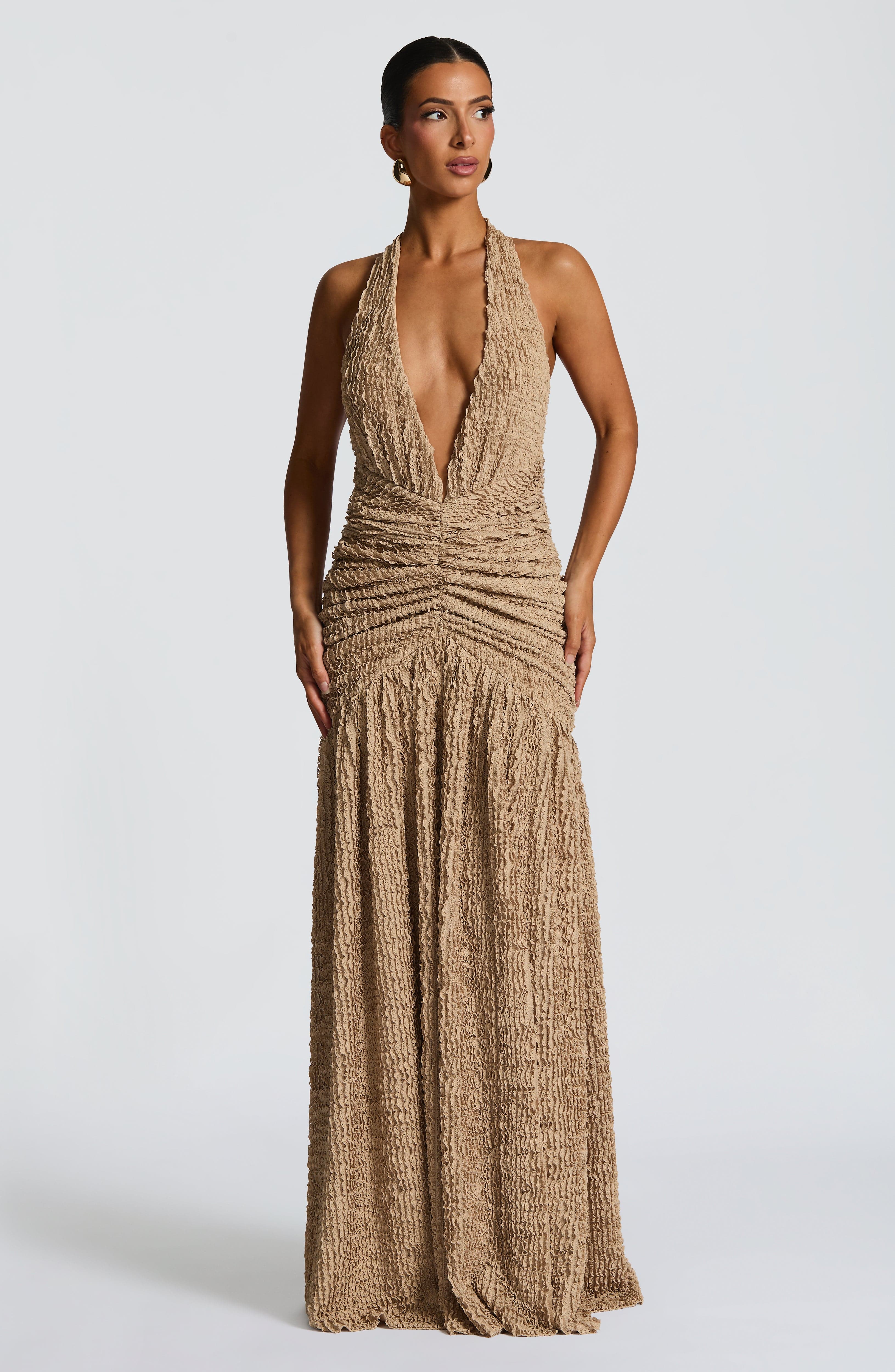 Minerva Maxi Dress - Beige Dress Babyboo Fashion Premium Exclusive Design
