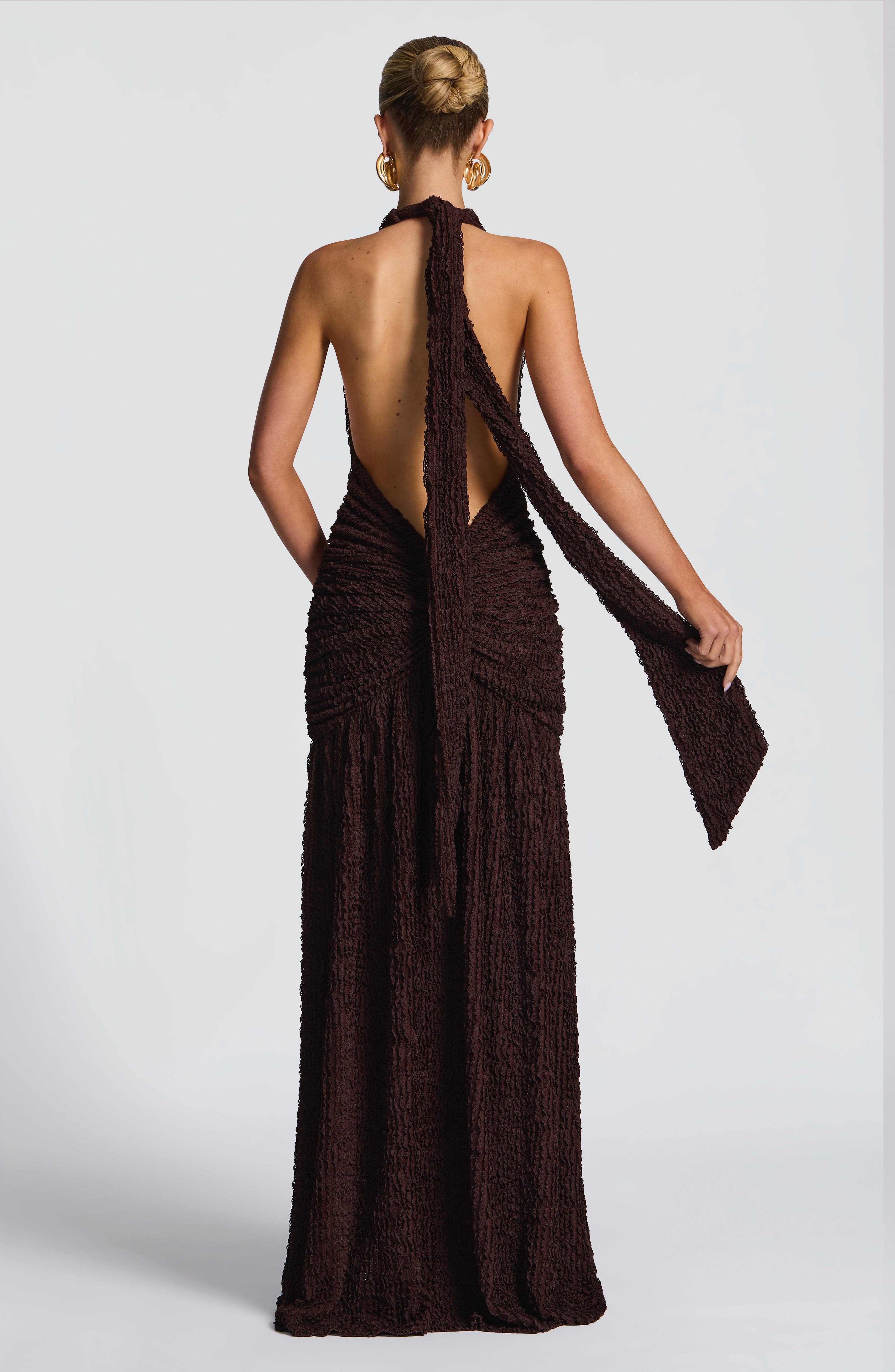 Minerva Maxi Dress - Plum Brown Dress Babyboo Fashion Premium Exclusive Design