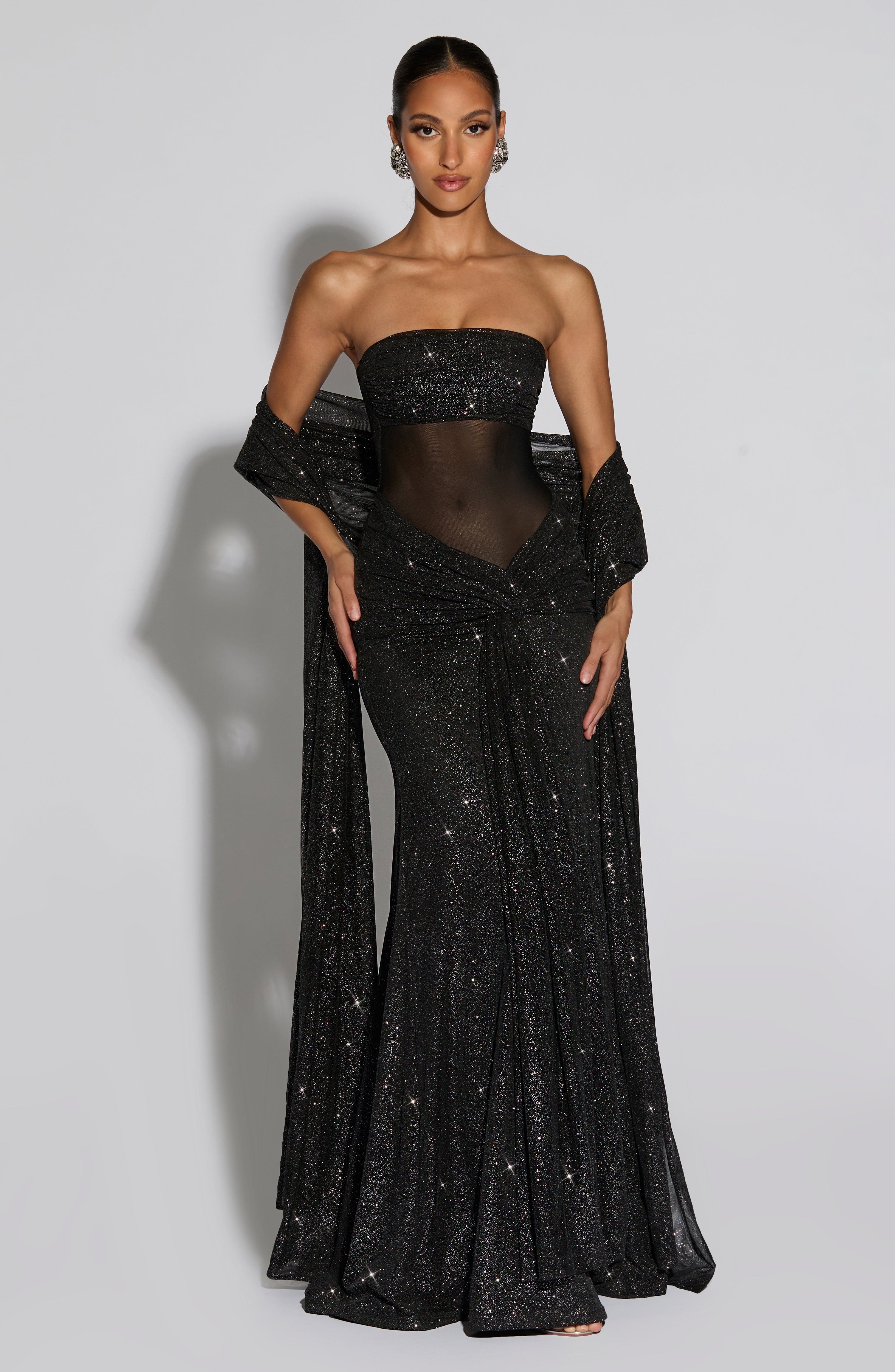 Paula Maxi Dress - Black Sparkle Dress Babyboo Fashion Premium Exclusive Design