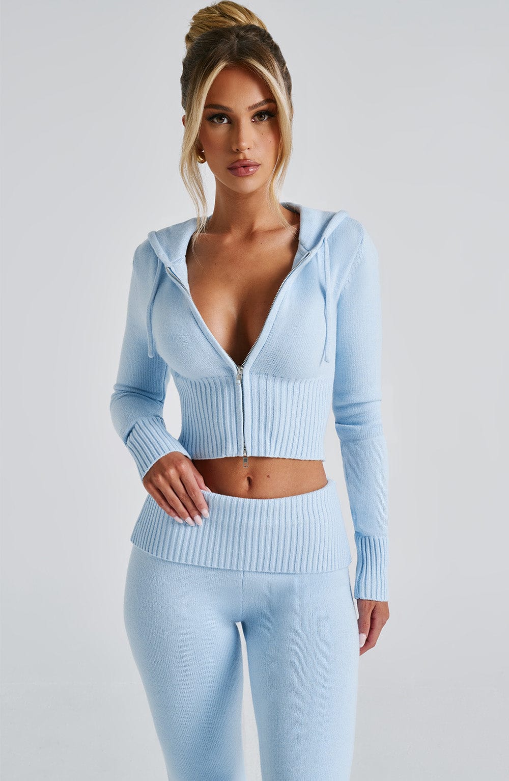 Portia Knit Hoodie - Baby Blue Tops Babyboo Fashion Premium Exclusive Design