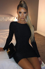 Rilee Mini Dress - Black Sparkle Dress XS Babyboo Fashion Premium Exclusive Design