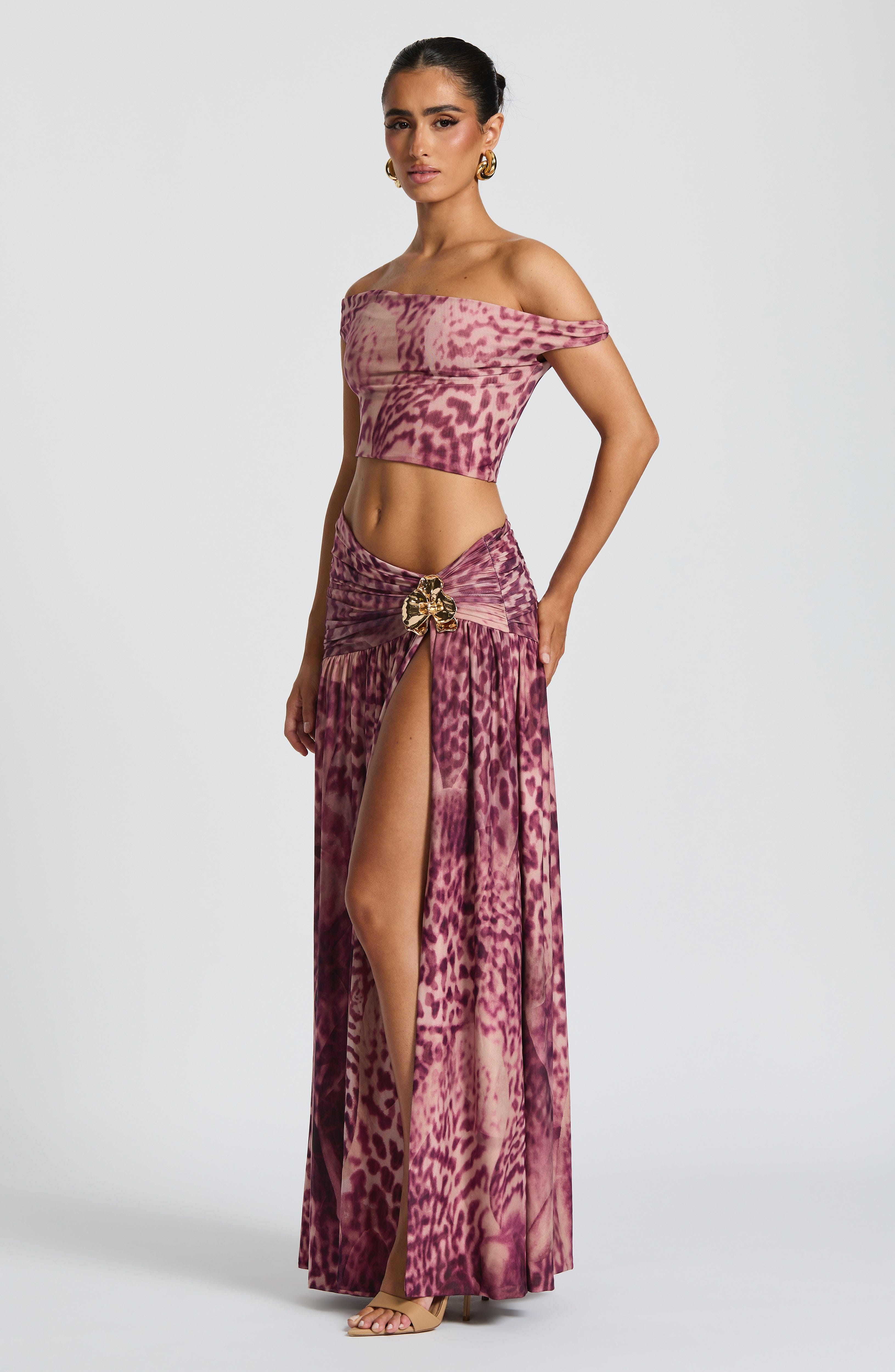 Saira Maxi Skirt - Magenta Orchid Print Skirt Babyboo Fashion Premium Exclusive Design