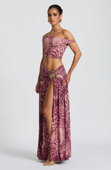 Saira Maxi Skirt - Magenta Orchid Print Skirt Babyboo Fashion Premium Exclusive Design