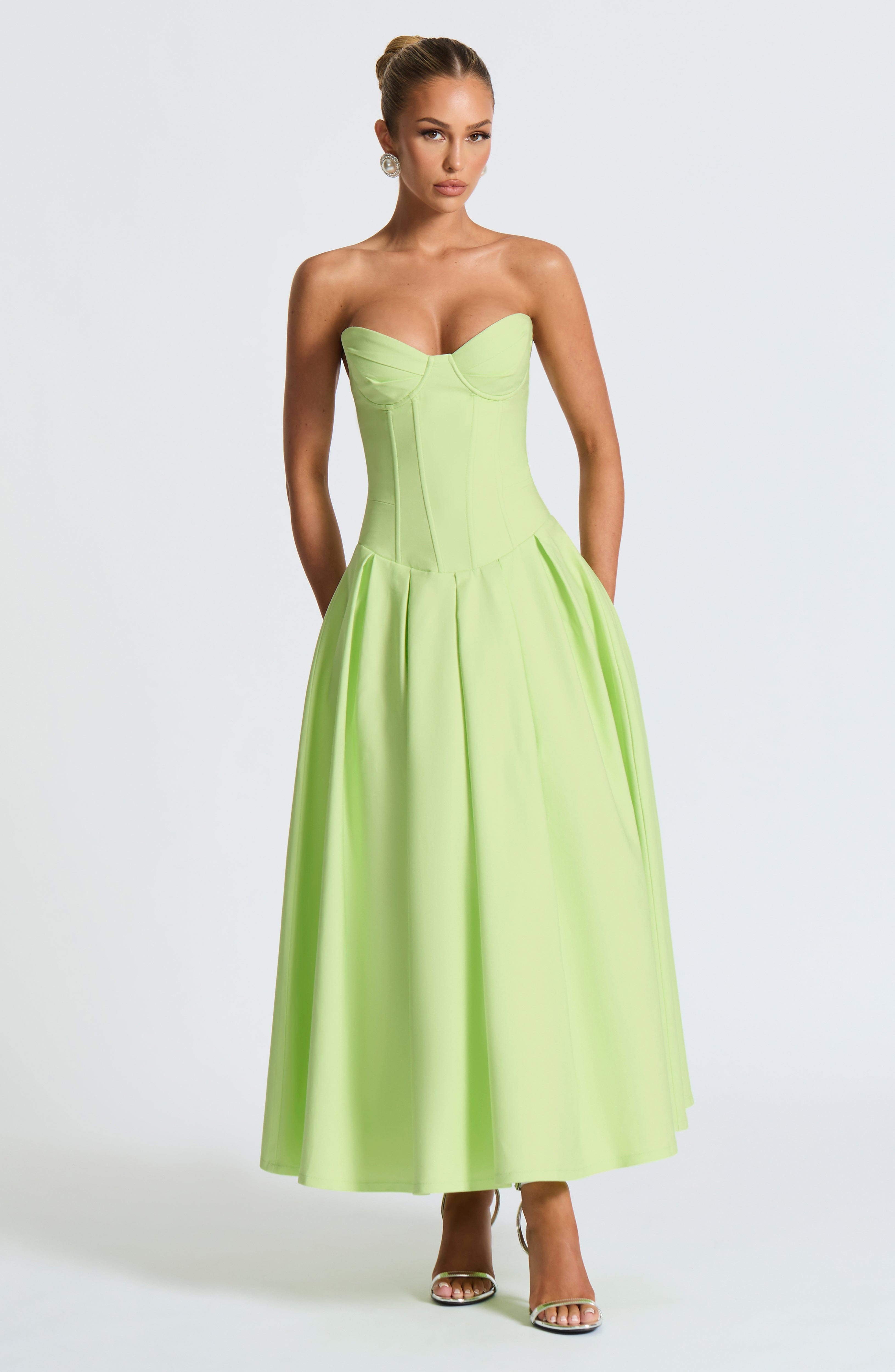 Salma Midi Dress - Lime Dress Babyboo Fashion Premium Exclusive Design