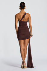 Shazia Mini Dress - Plum Brown Dress Babyboo Fashion Premium Exclusive Design